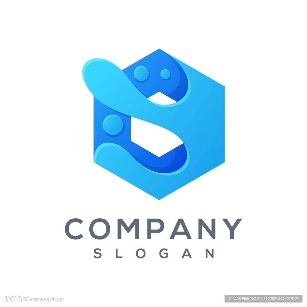 蓝色立体字母B公司标志