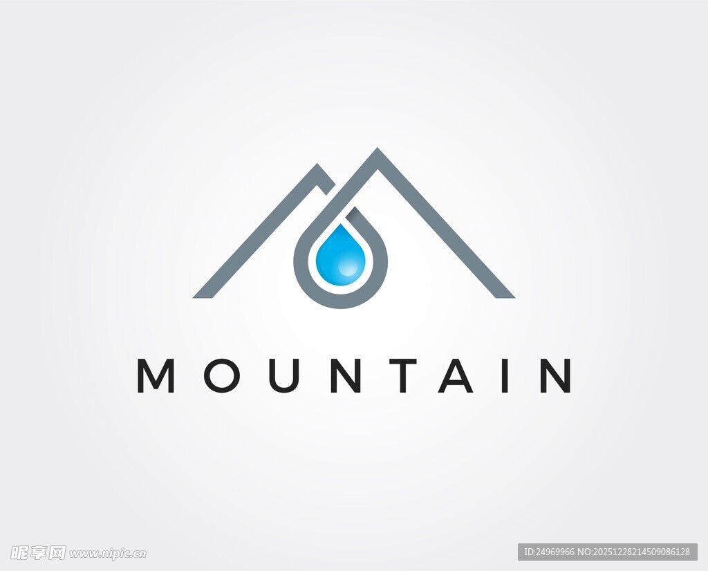 山峰水滴简约标志设计