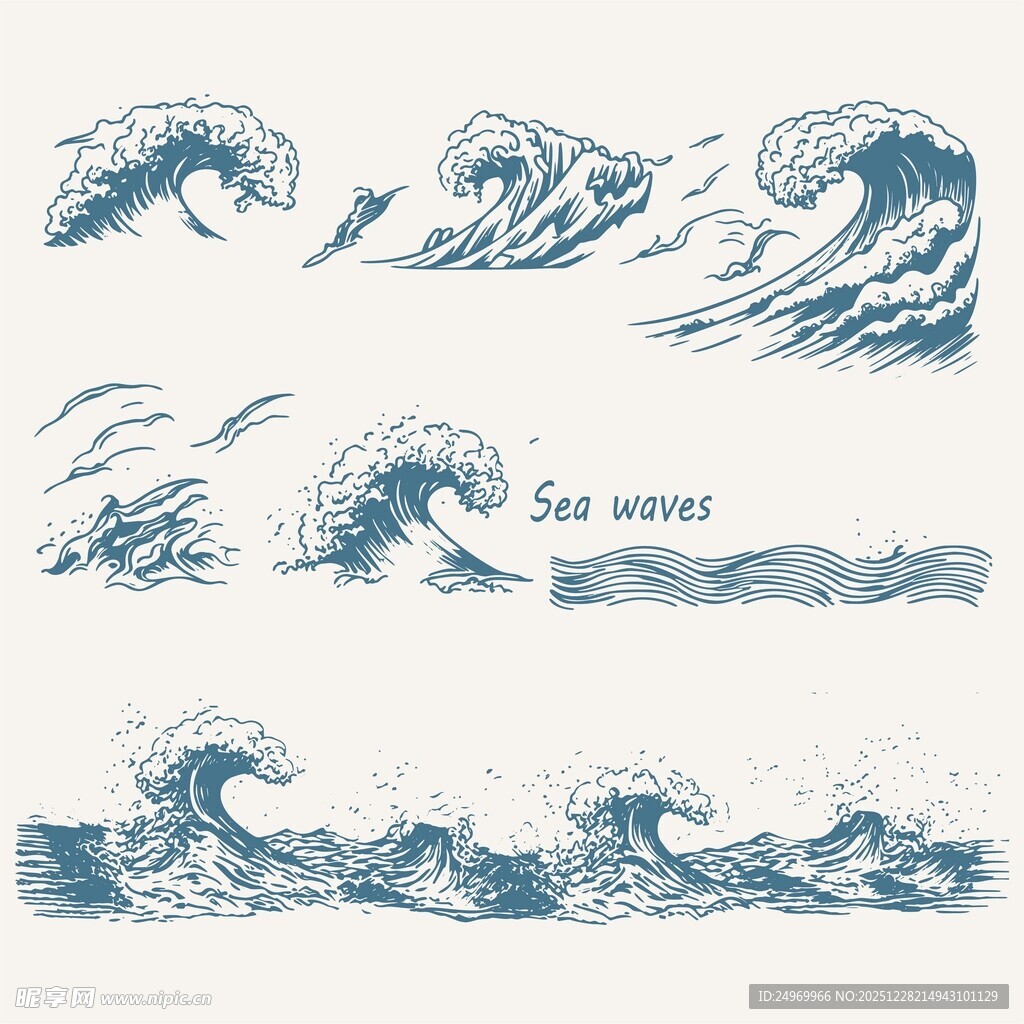 手绘海浪图案集合