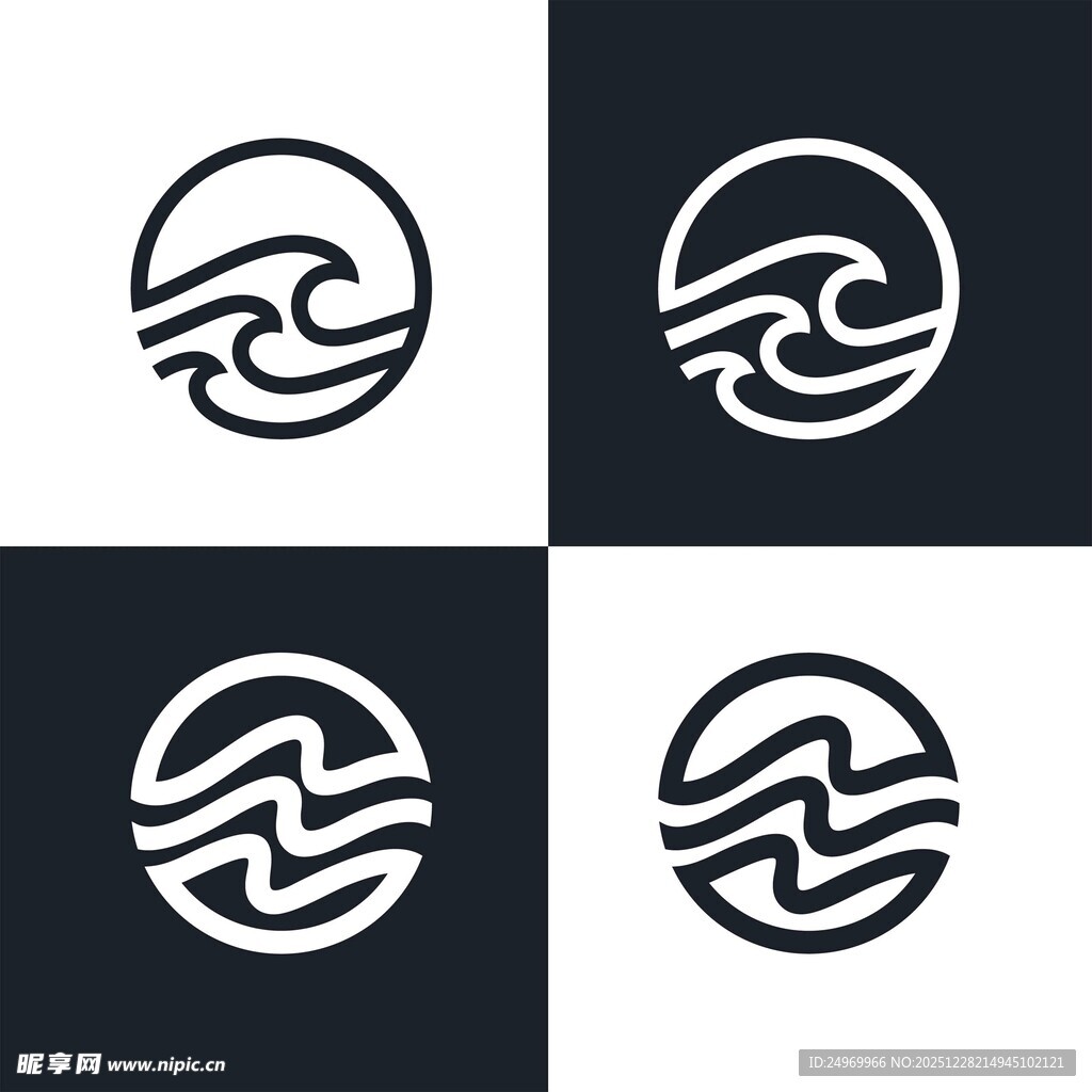 海浪主题简约标志设计