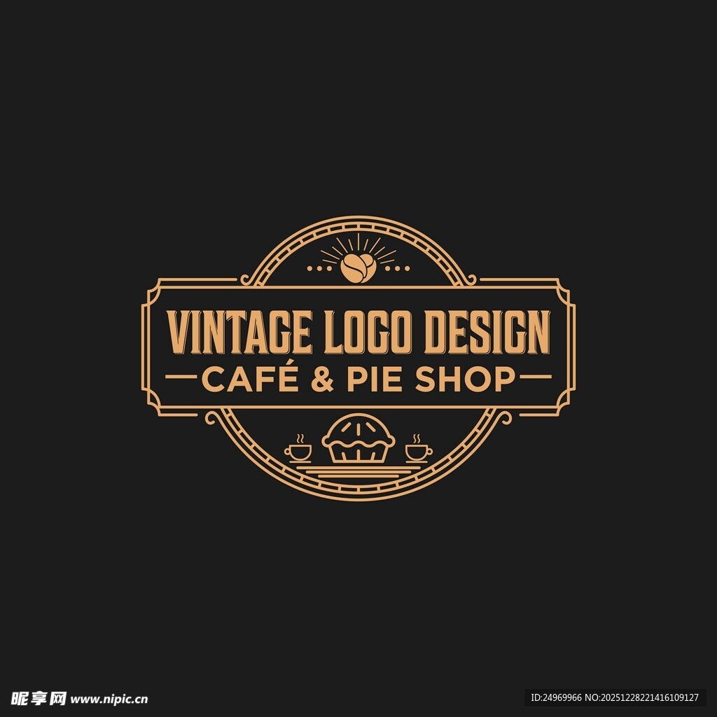 复古咖啡馆与馅饼店标志