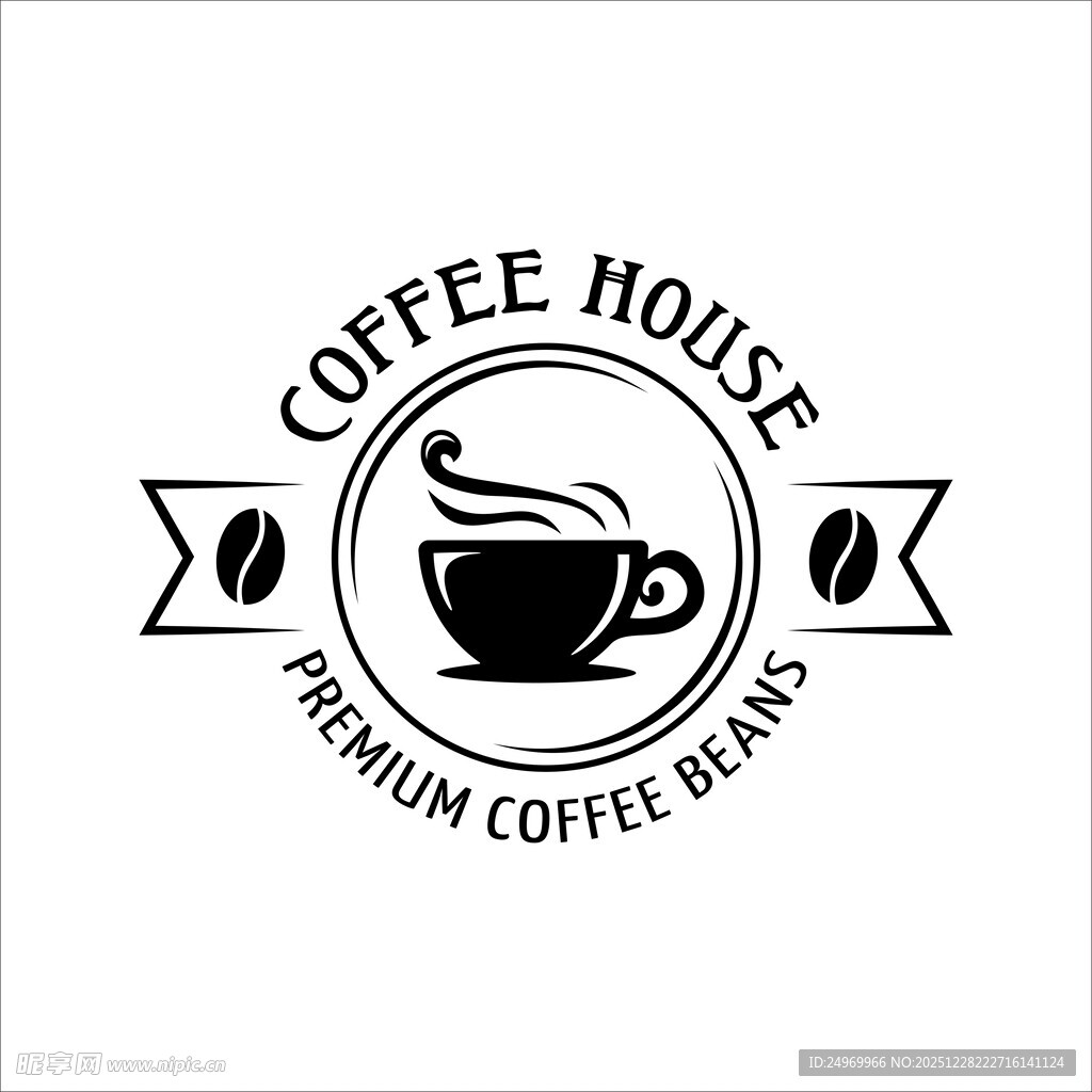 咖啡屋优质咖啡豆标志设计