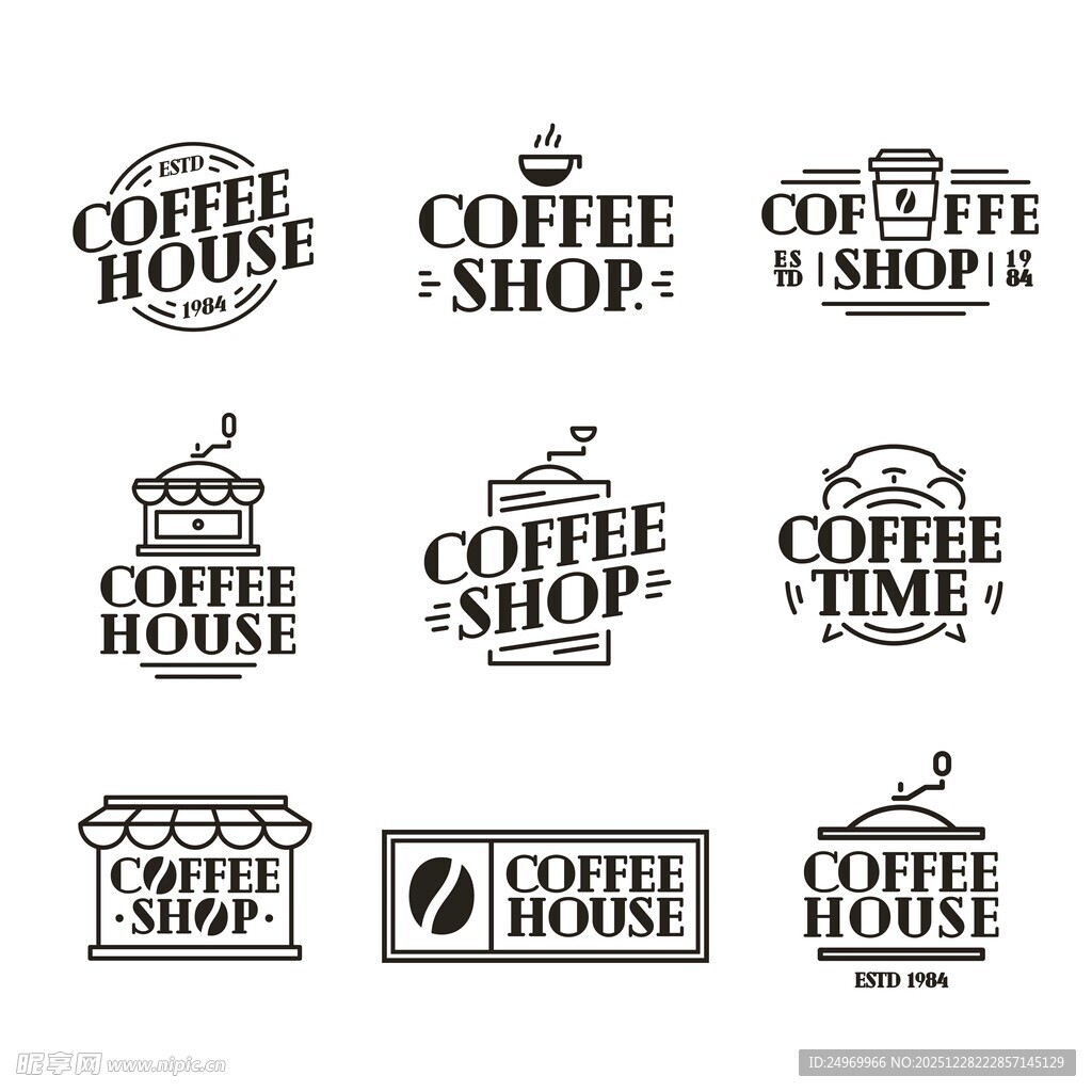 咖啡屋相关图标设计元素