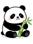 可爱熊猫抱食翠绿竹子