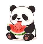 吃西瓜的可爱熊猫