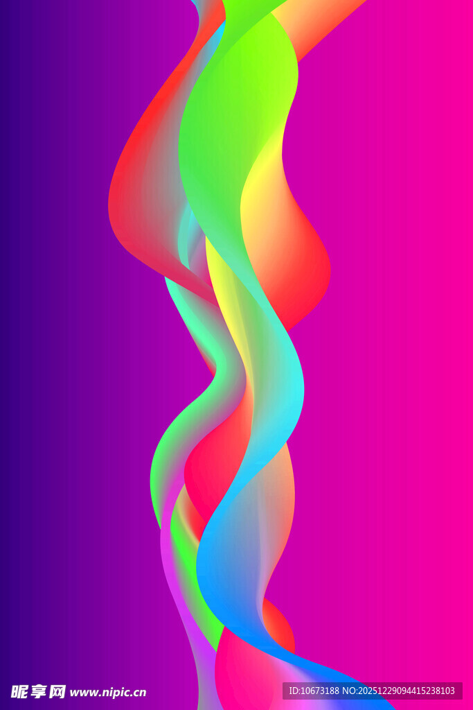 炫彩流动线条抽象背景图