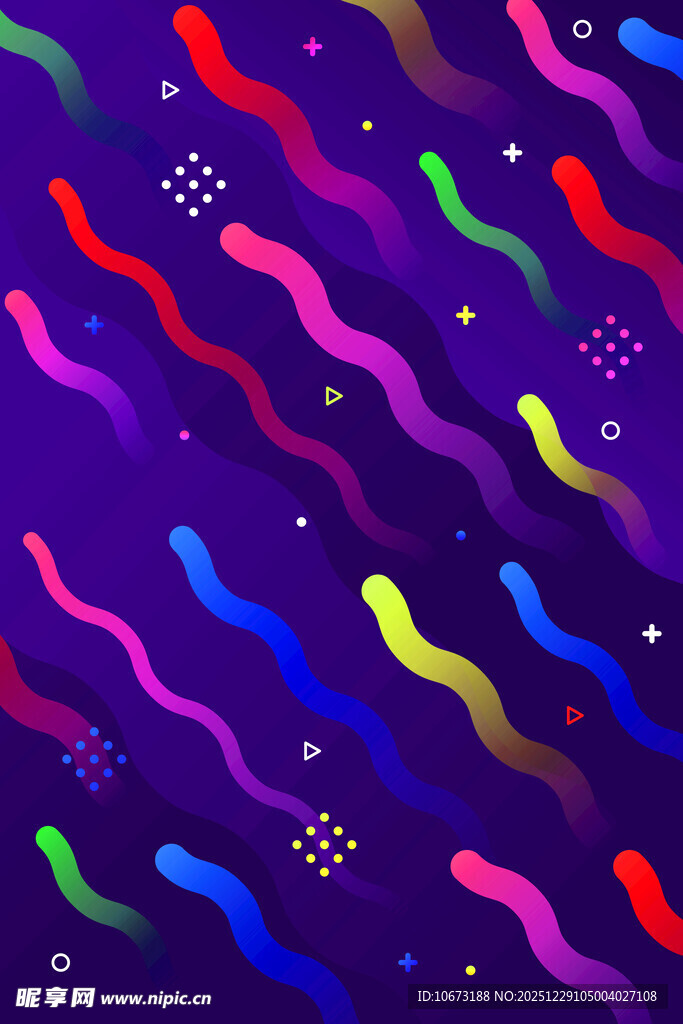 多彩波浪线条抽象背景图