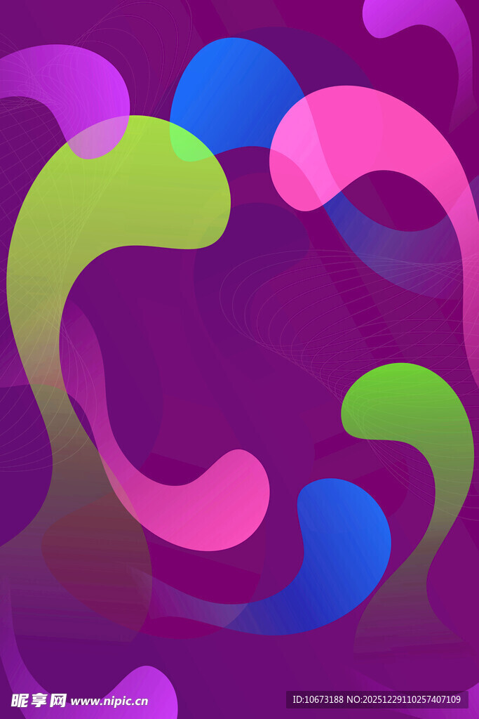多彩抽象曲线图案背景