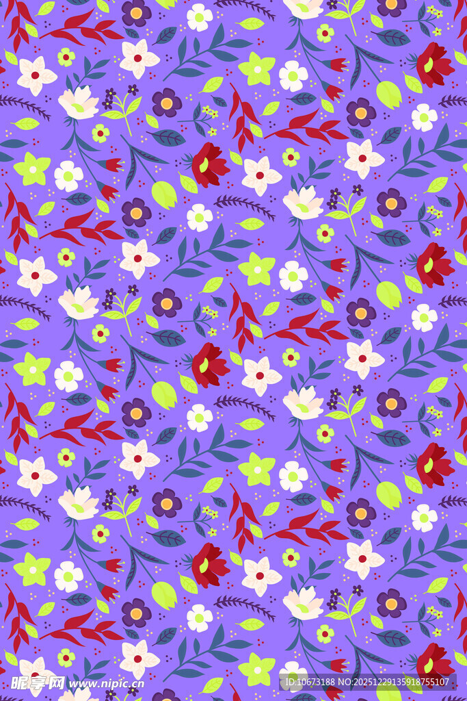 紫色花卉图案布料纹理