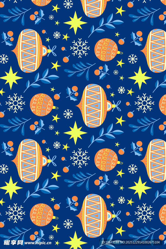 蓝色圣诞主题图案背景