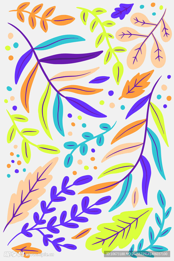 多彩叶片装饰图案
