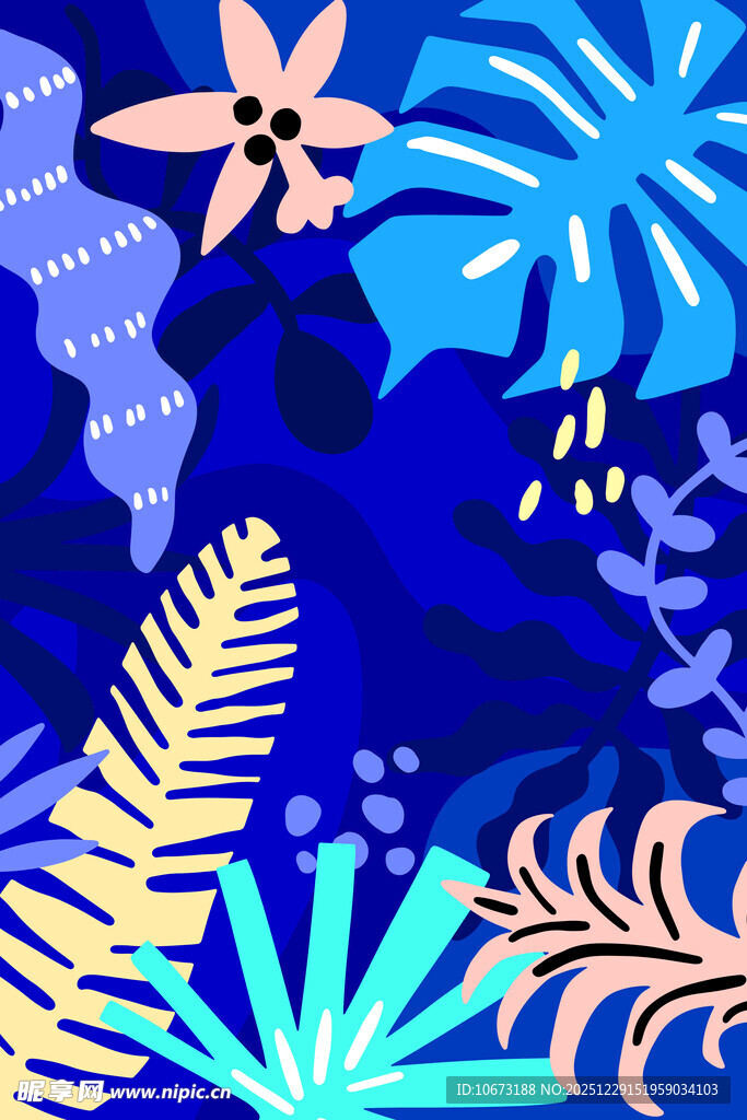 梦幻热带植物图案背景