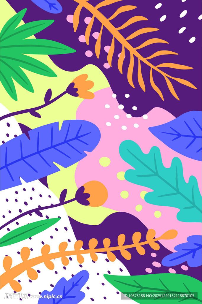 多彩热带植物图案背景