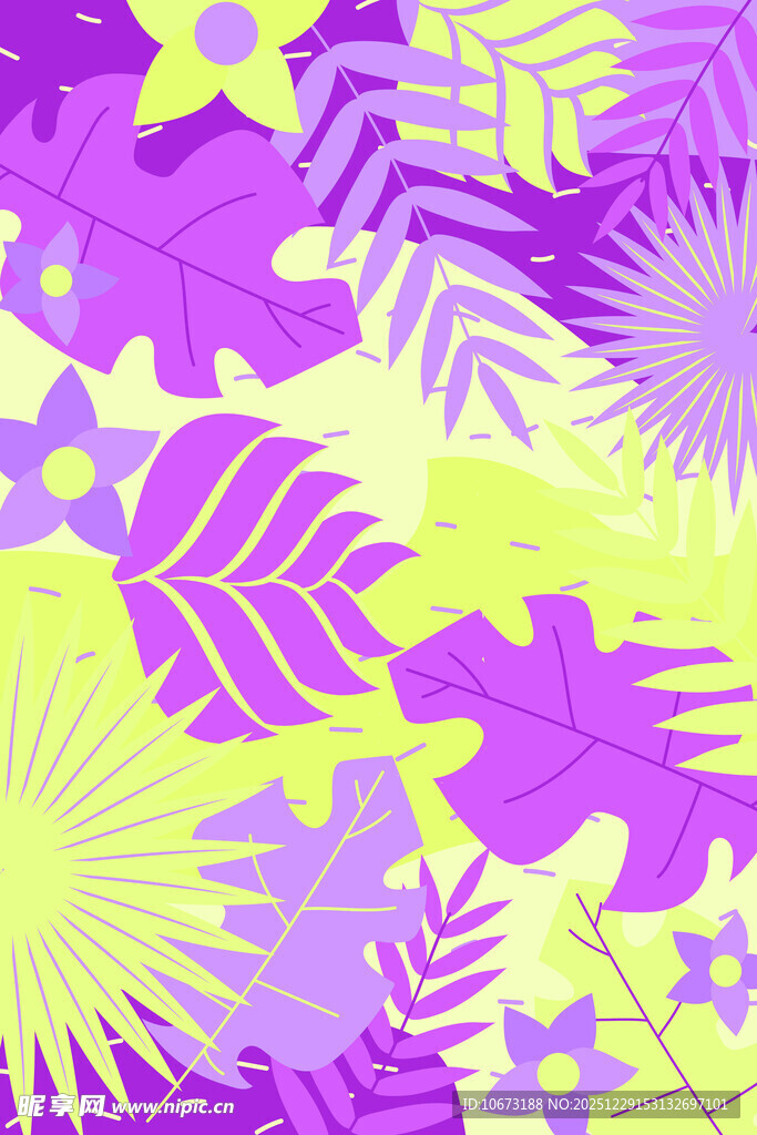 热带植物几何图案背景