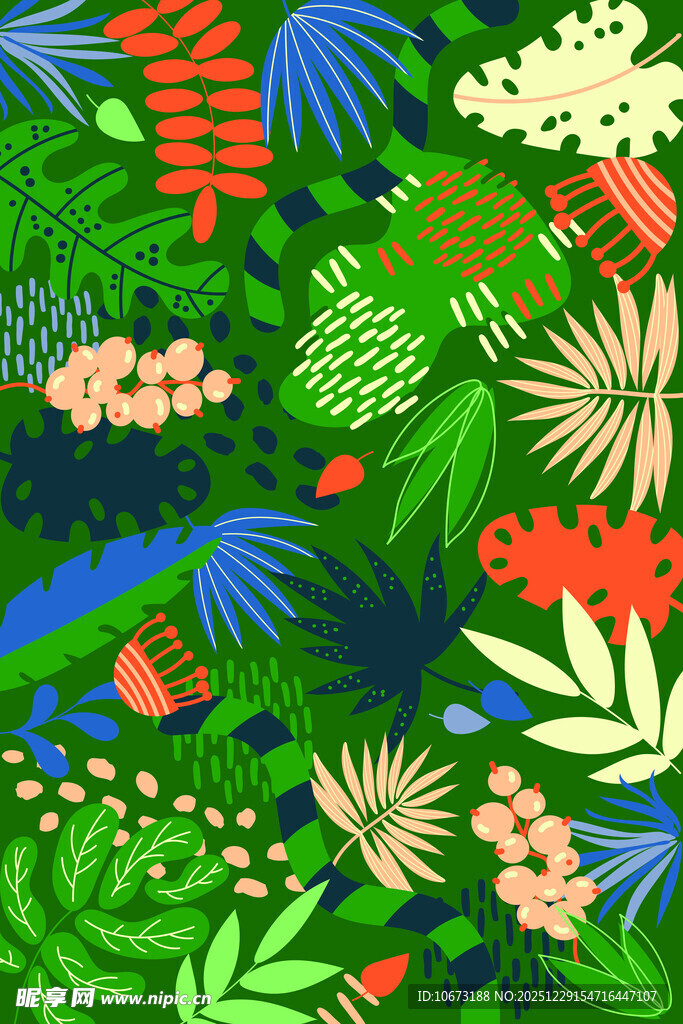 热带丛林缤纷植物景观