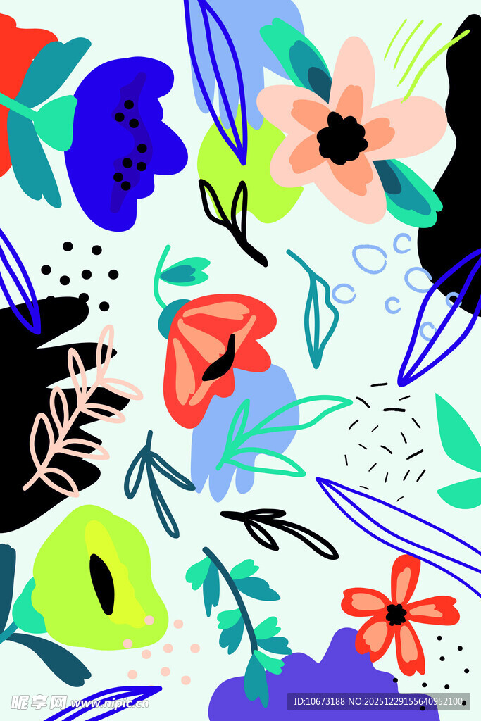 多彩花卉抽象图案设计