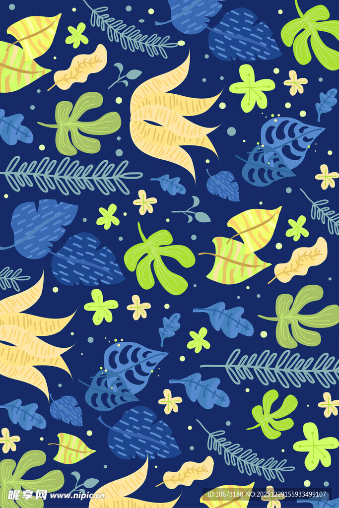 梦幻星空树叶图案背景