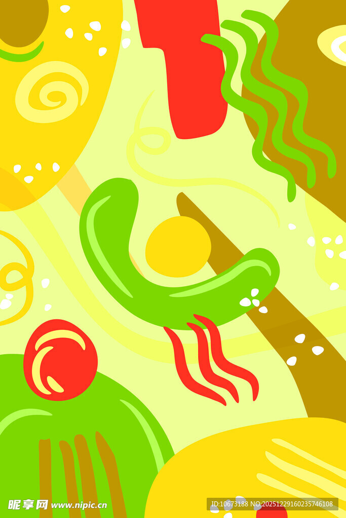 多彩卡通风格美食图案