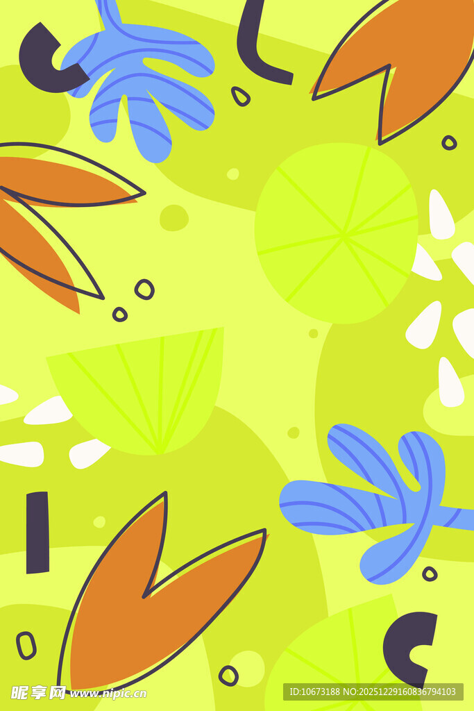 多彩植物图案背景设计