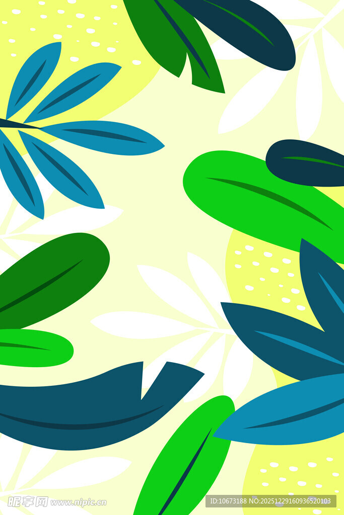 清新绿叶图案背景