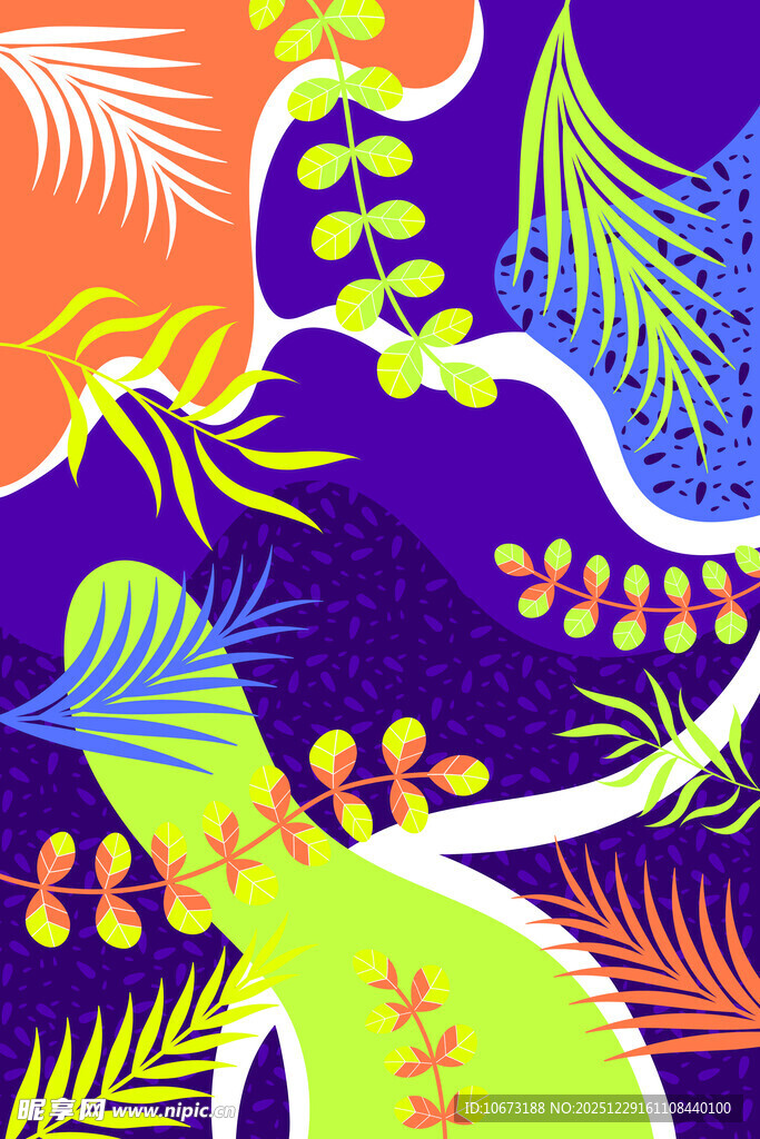 梦幻多彩植物图案设计