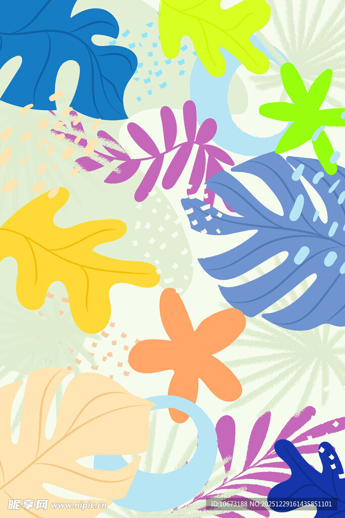 多彩热带植物图案背景