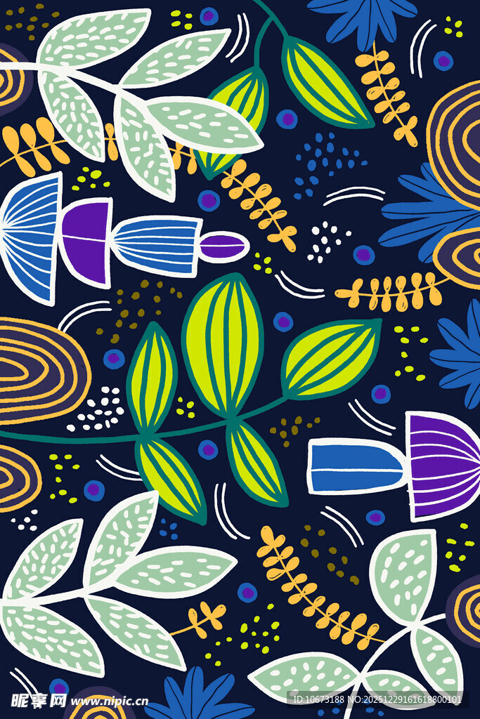 多彩植物图案装饰背景