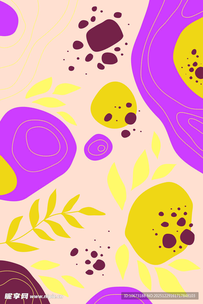 梦幻多彩抽象植物图案