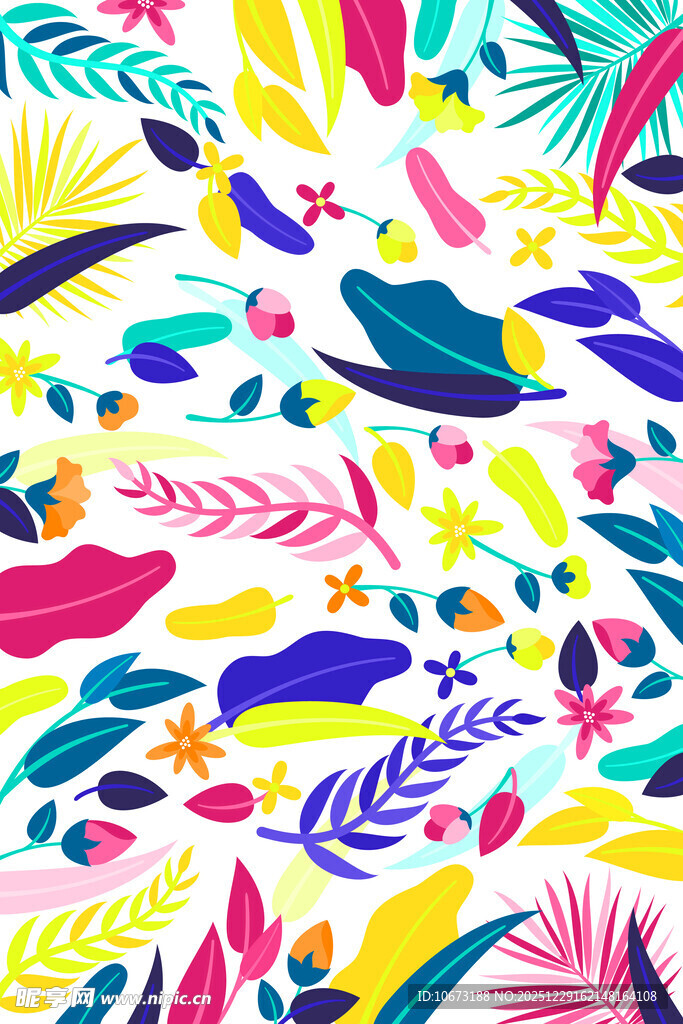 多彩热带植物图案背景