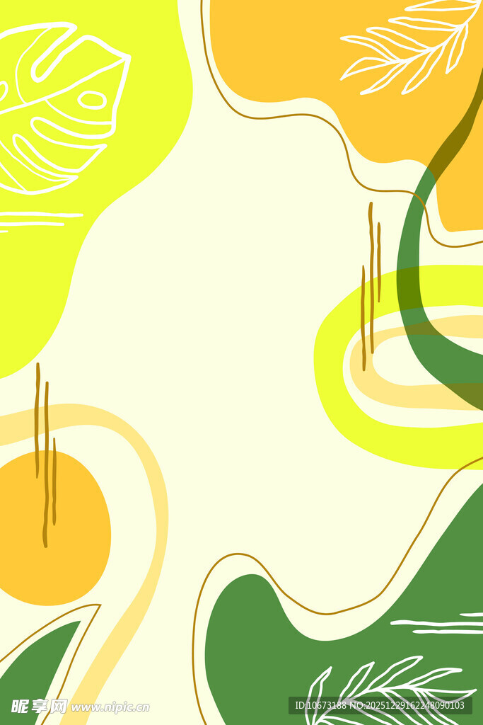 清新几何植物图案背景