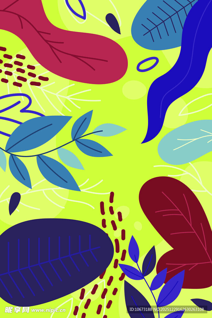 多彩抽象植物图案背景