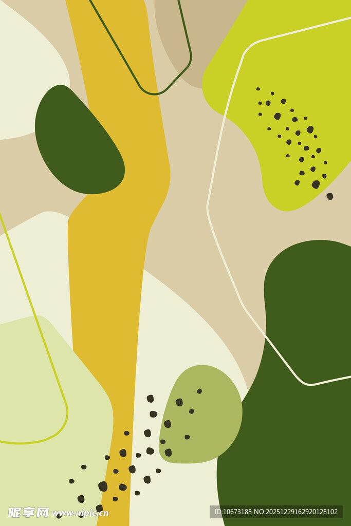 抽象几何绿植图案背景