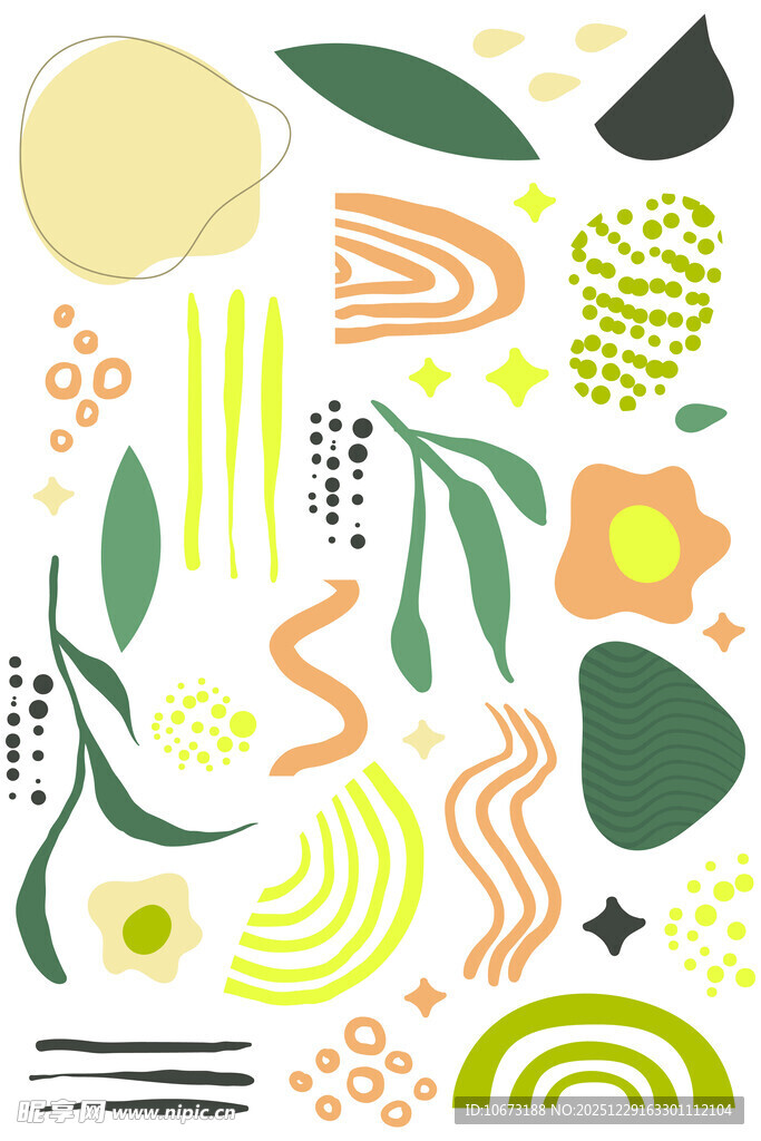 抽象几何植物元素图案