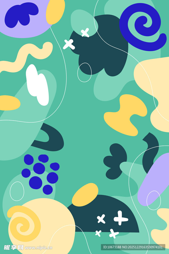 多彩抽象动植物图案设计