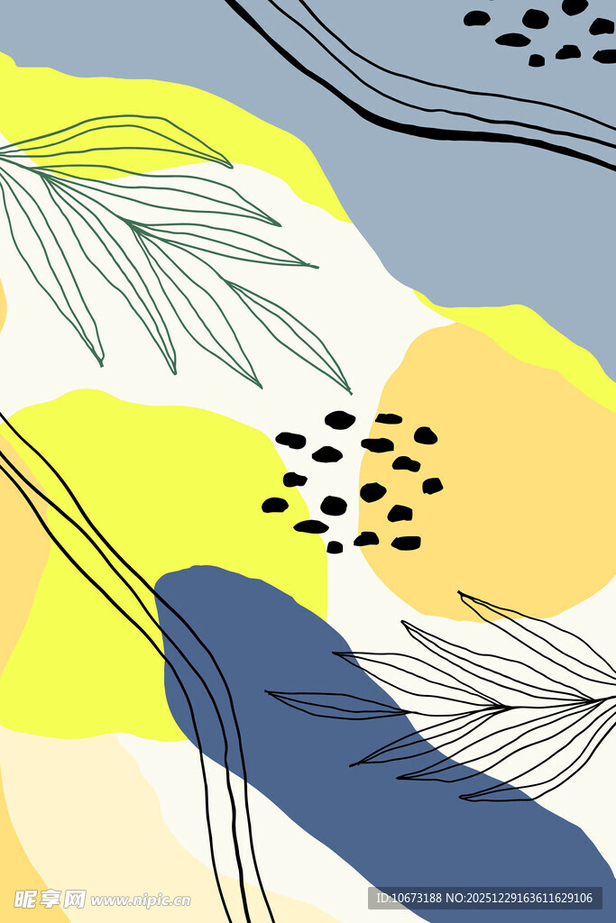 抽象几何植物图案背景