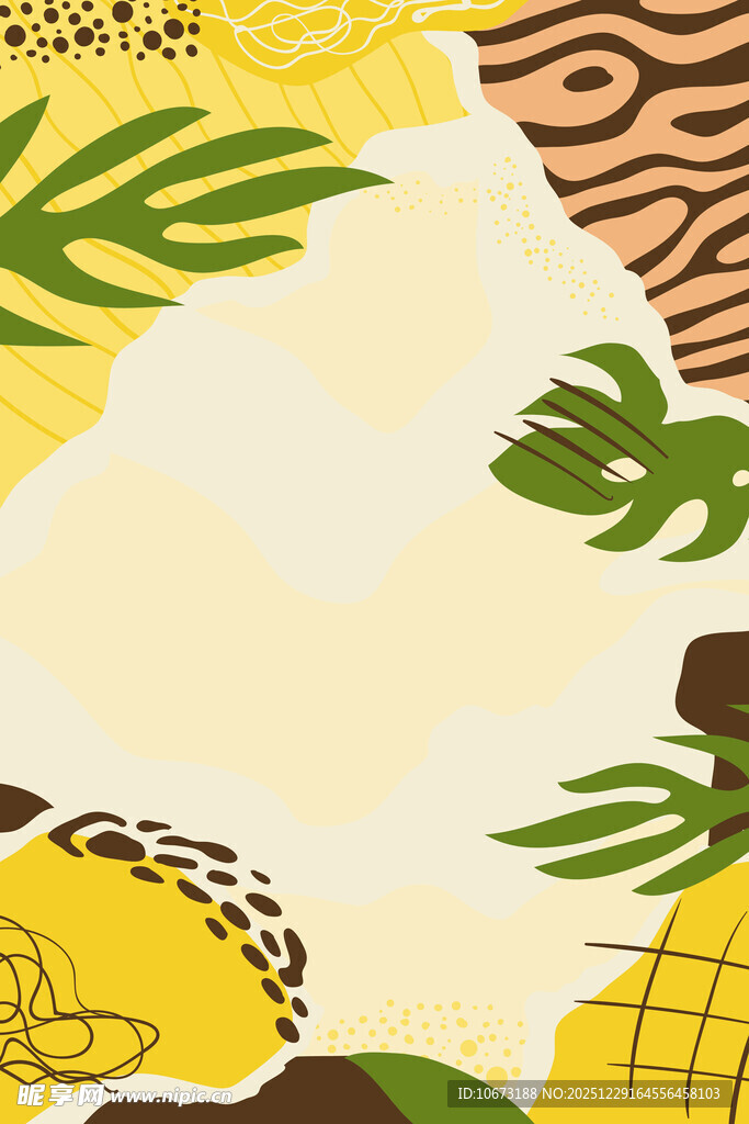 热带植物抽象插画背景