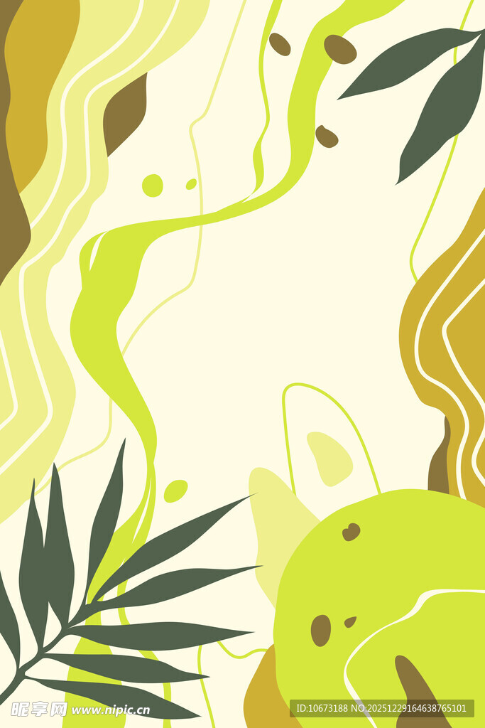 清新绿植抽象艺术背景图