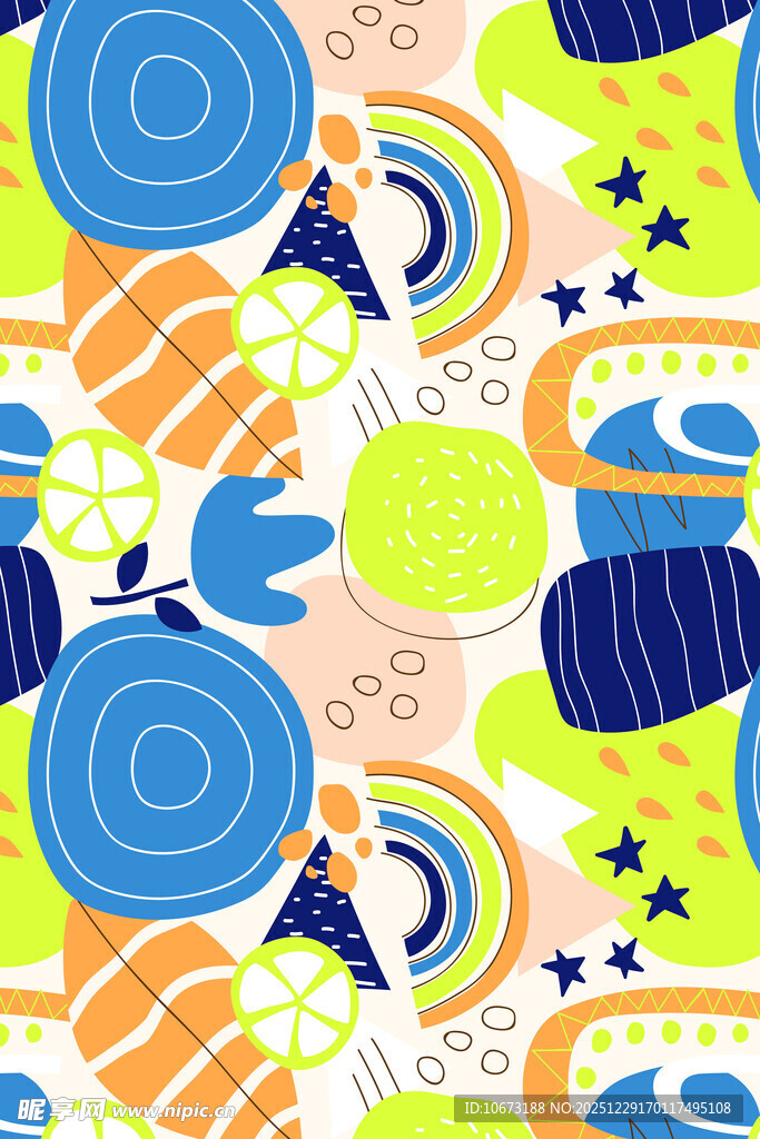 多彩几何卡通图案设计