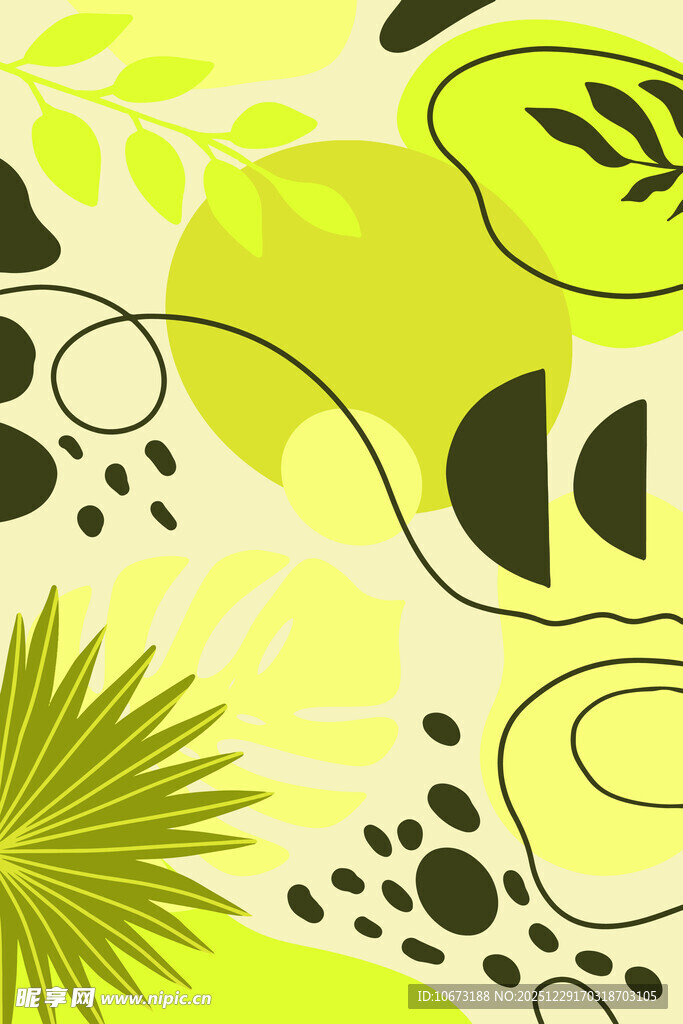 清新黄绿抽象几何图案
