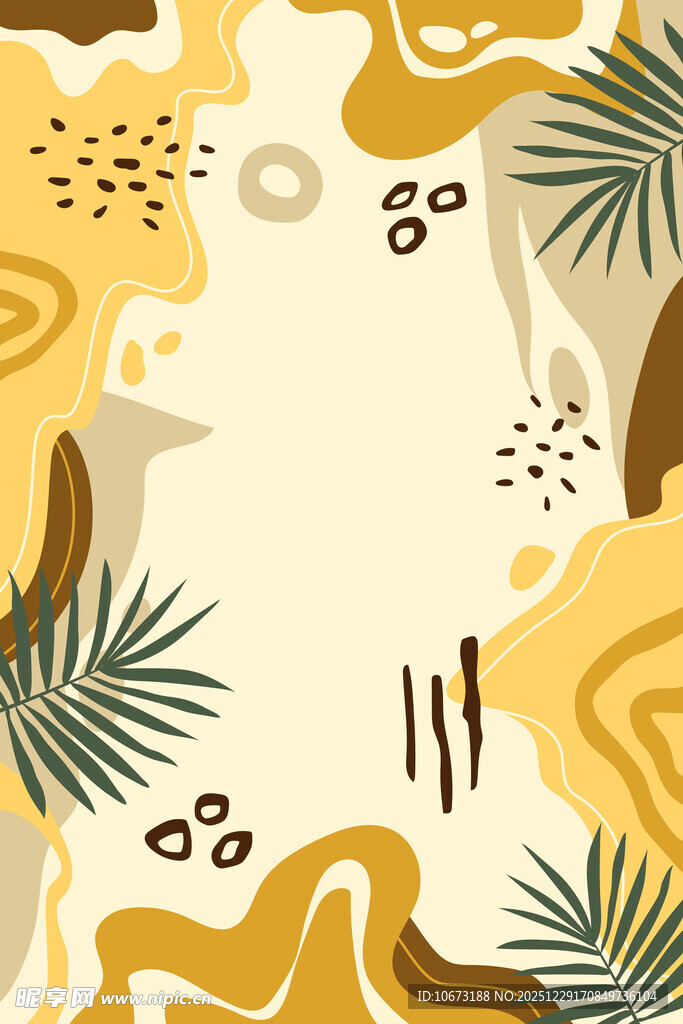 热带风动植物抽象背景图