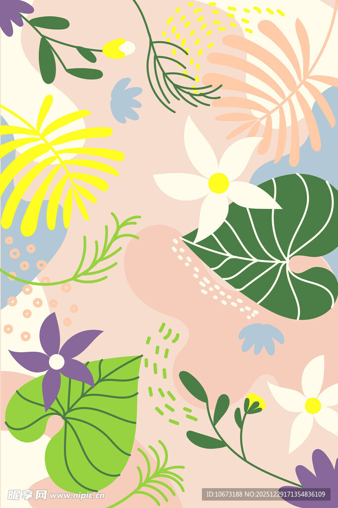 清新花卉植物图案背景