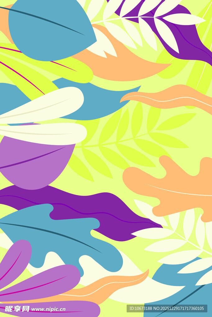 多彩热带植物图案背景