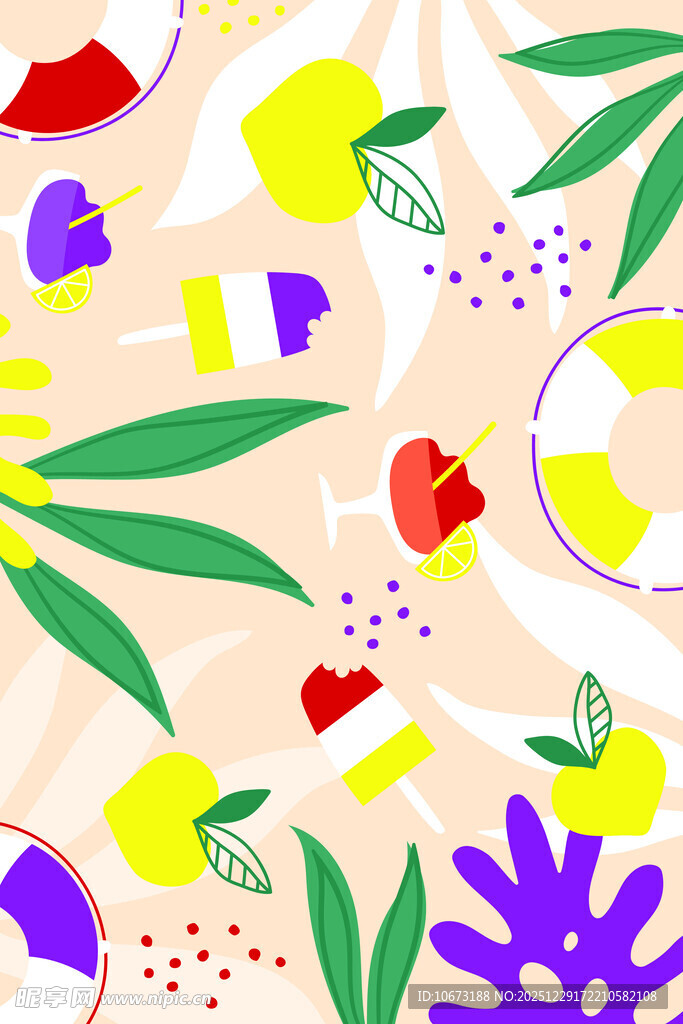 夏日缤纷水果植物图案