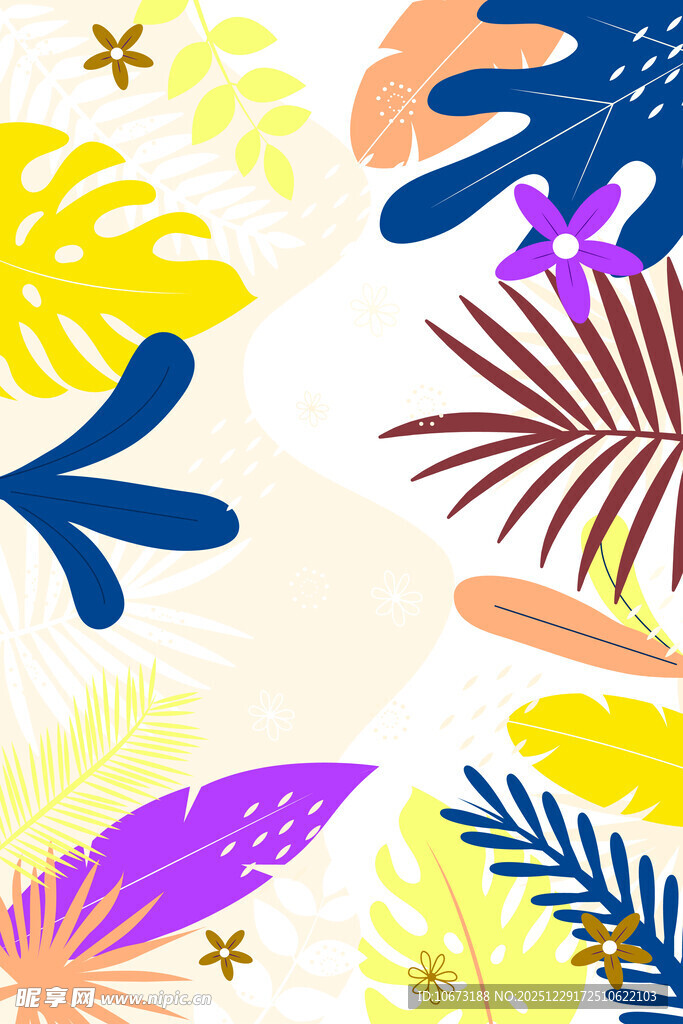 多彩热带植物图案背景