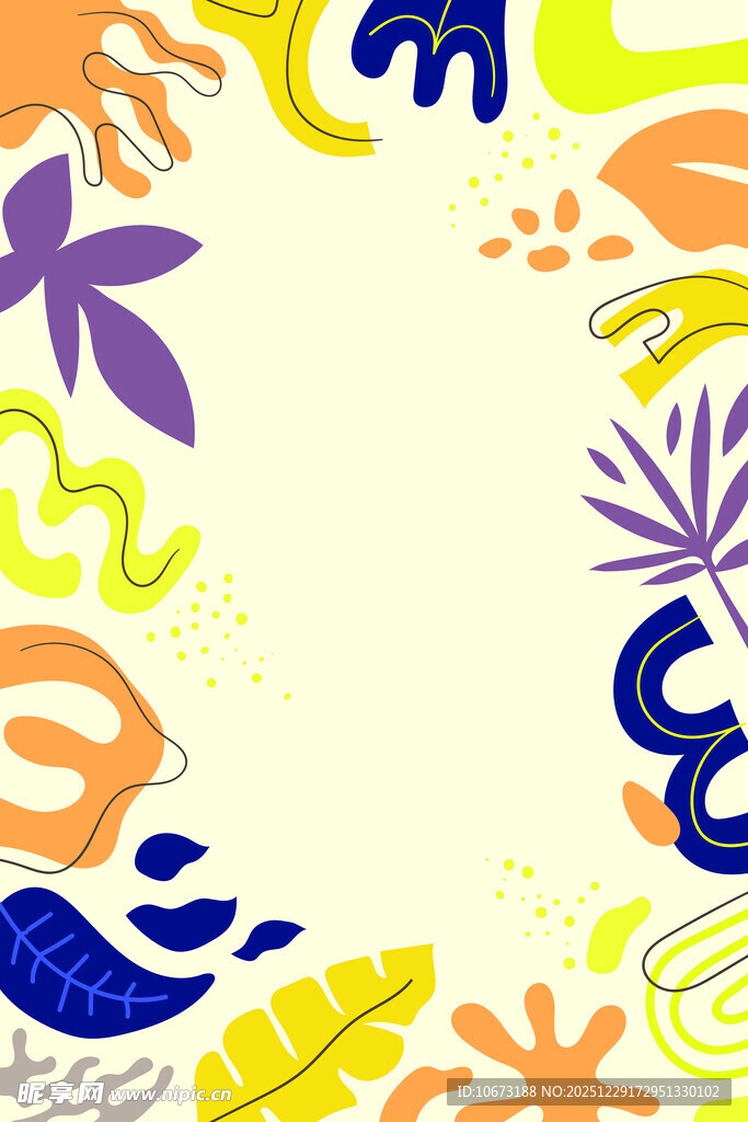 多彩抽象植物边框图案