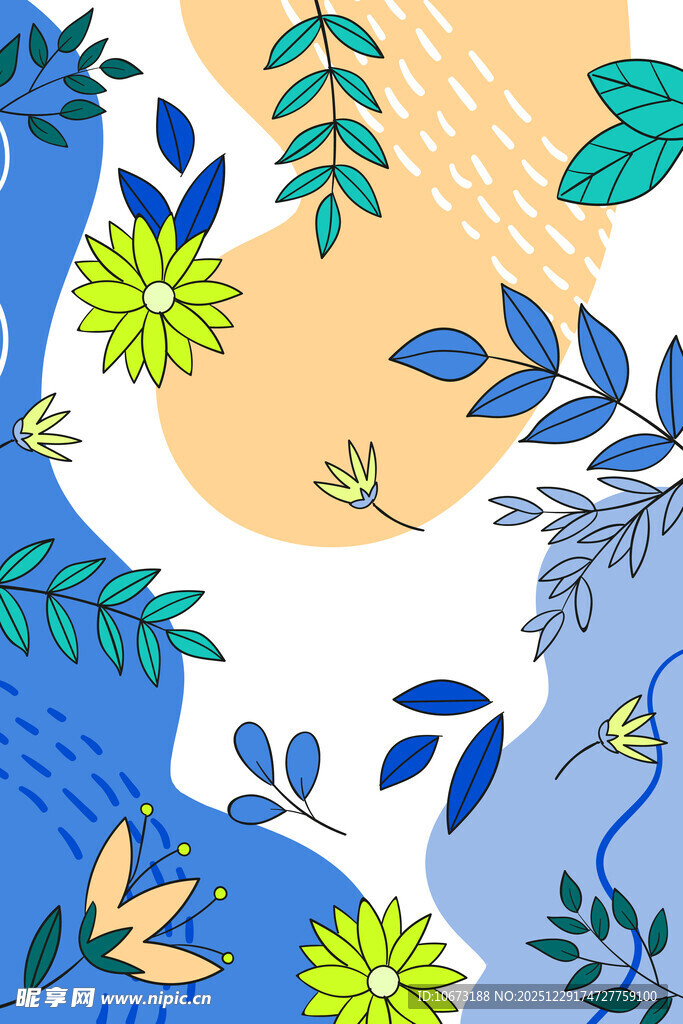 清新植物花卉图案背景