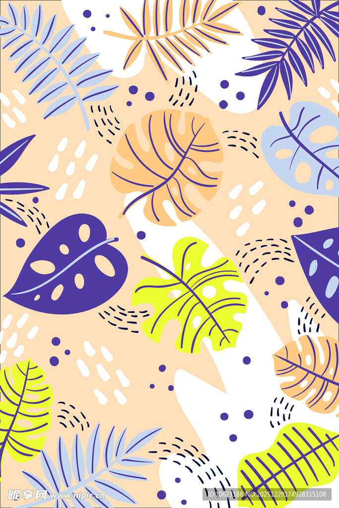 热带植物图案背景纹理