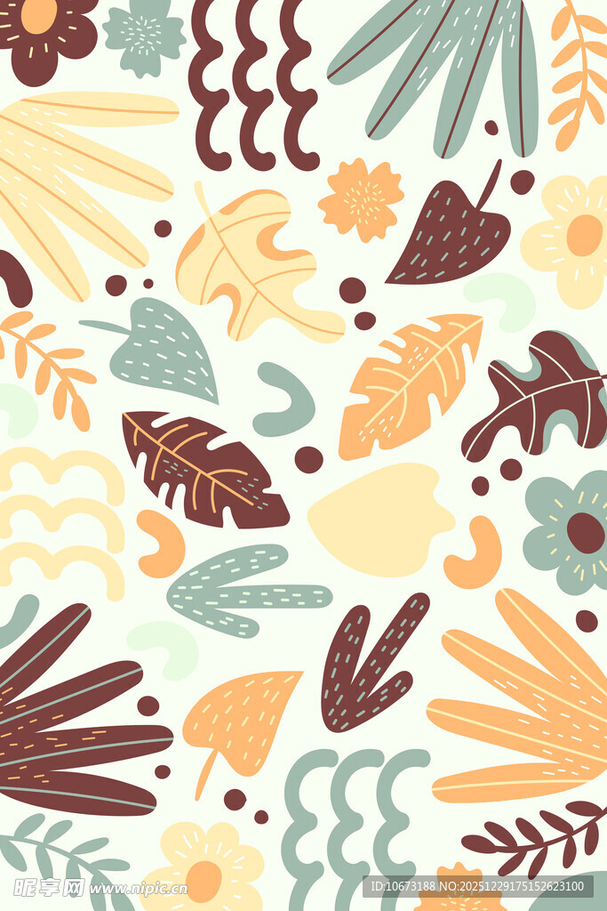 手绘植物元素图案背景