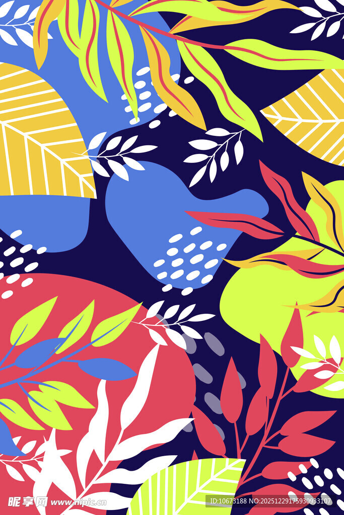 多彩植物图案印花设计