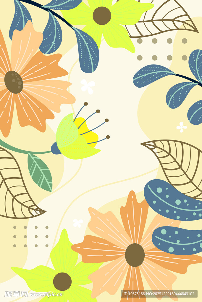 手绘清新花卉图案背景